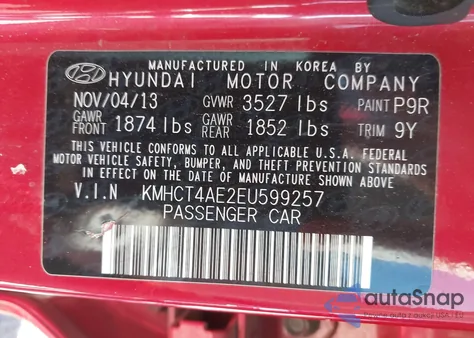 2014 Hyundai Accent Gls z USA, uszkodzony, nr VIN KMHCT4AE2EU599257